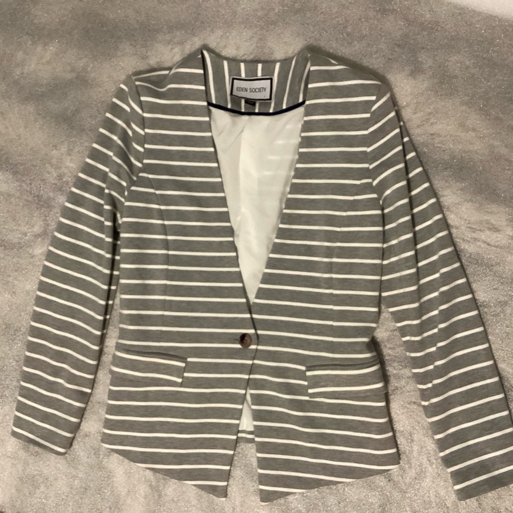 EDEN SOCIETY Gray Striped Women's Blazer
